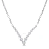 CREATED FOREVER CREATED FOREVER 1/3 CT TGW LAB CREATED DIAMOND GRADUATED V NECKLACE IN PLATINUM PLATED STERLING SILV