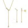 CREATED FOREVER CREATED FOREVER 1/3 CT TGW LAB CREATED DIAMOND LARIAT 2-PIECE EARRINGS & NECKLACE SET IN 18K YELLOW 