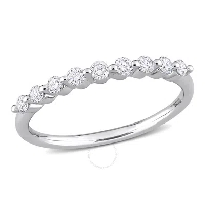 Created Forever 1/3 Ct Tgw Lab Created Diamond Semi-eternity Ring In Platinum Plated Sterling Silver In White