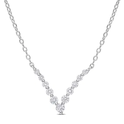 Created Forever 1/3ct Tdw Lab-grown Diamond Graduated V Necklace Sterling Silver Silver