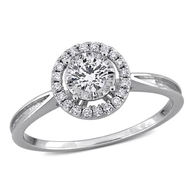 Created Forever 1/3ct Tw Lab-grown Diamond Double Halo Ring In 18k White Gold In Brown