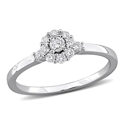 Created Forever 1/3ct Tw Lab-grown Diamond Halo Engagement Ring In Sterling Silver In Neutral