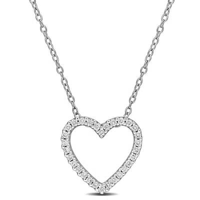 Created Forever 1/4 Ct Tw Lab-grown Diamond Open Heart Pendant With Chain In Sterling Silver In Metallic
