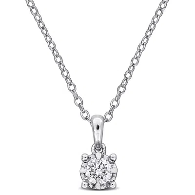 Created Forever 1/4 Ct Tw Lab-grown Diamond Solitaire Pendant With Chain In Sterling Silver In Metallic