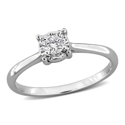 Created Forever 1/4ct Tw Lab Grown Diamond Enagement Ring In Sterling Silver In Gray