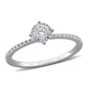 Created Forever 1/4ct Tw Lab-grown Diamond Halo Solitaire Engagement Ring In 18k White Gold In White