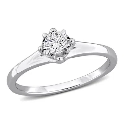 Created Forever 1/4ct Tw Lab-grown Diamond Solitaire Engagement Ring In Sterling Silver In Metallic
