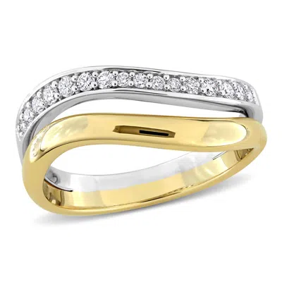 Created Forever 1/4ct Tw Lab-grown Diamond Swirl Ring In 14k Two-tone Gold In Gray