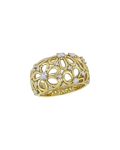 Created Forever 14k 0.22 Ct. Tw. Lab-grown Diamond Flower Wide Band Ring In Brown