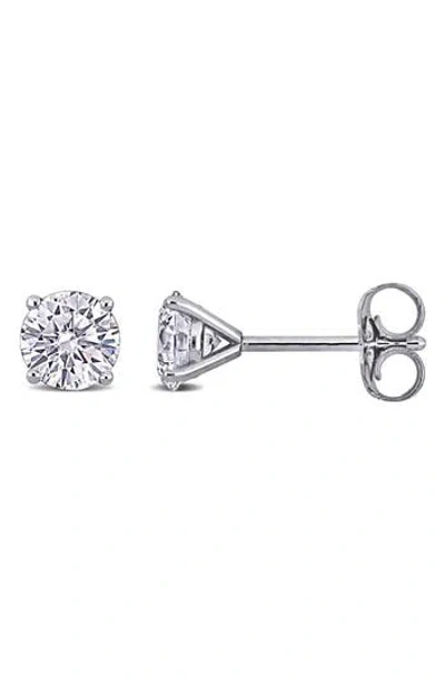 Created Forever 14k White Gold Round Lab Grown Diamond Stud Earrings In Metallic