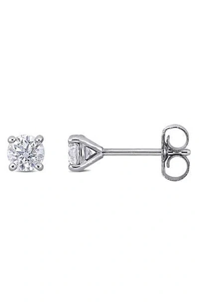 Created Forever 14k White Gold Round Lab Grown Diamond Stud Earrings In Metallic