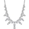 Created Forever 15 1/4ct Multi-shaped Lab Grown Diamond Graduated Bib-style Floral Necklace In 14k W In Metallic