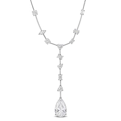 Created Forever 15 5/8 Ct Tw Pear Shape And Round Lab-grown Diamond Lariat Necklace In 14k White Gol In Metallic