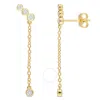 Created Forever 1/5ct Tw Lab-grown Diamond Dangle Earrings In 18k Yellow Gold Plated Sterling Silver In Yellow