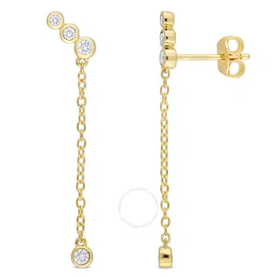 Created Forever 1/5 Ct Tgw Lab Created Diamond Dangle Earrings Iin 18k Yellow Gold Plated Sterling S
