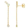 Created Forever 1/5ct Tw Lab-grown Diamond Dangle Earrings In 18k Yellow Gold Plated Sterling Silver In Silver