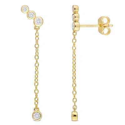 Created Forever 1/5ct Tw Lab-grown Diamond Dangle Earrings In 18k Yellow Gold Plated Sterling Silver