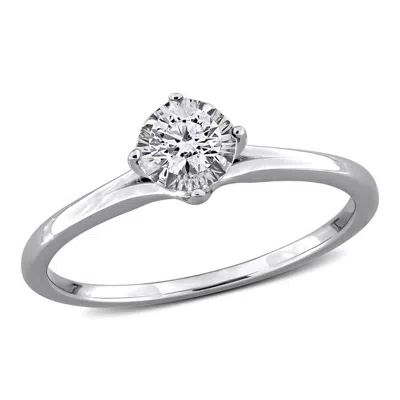 Created Forever 1/5ct Tw Lab-grown Diamond Solitaire Engagement Ring In 18k White Gold In Metallic