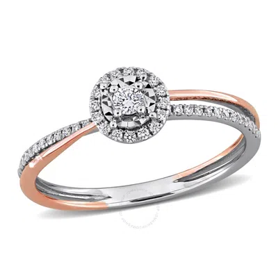 Created Forever 1/6 Ct Lab Grown Diamond Ring In 10k Two-tone White And Rose Gold