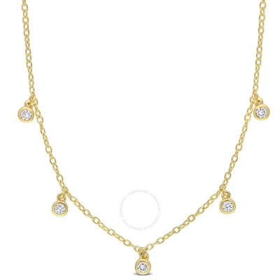 Created Forever 1/6 Ct Tgw Lab Created Diamond Station Necklace In 18k Yellow Gold Plated Sterling S