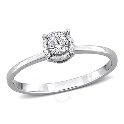 Created Forever 1/6ct Tw Lab-grown Diamond Halo Engagement Ring In 18k White Gold