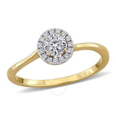 Created Forever 1/6ct Tw Lab-grown Diamond Halo Engagement Ring In 18k Yellow Gold