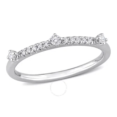 Created Forever 1/7 Ct Tgw Lab Created Diamond Semi-eternity Ring In Platinum Plated Sterling Silver In Metallic