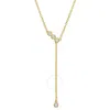 CREATED FOREVER CREATED FOREVER 1/8 CT TGW LAB CREATED DIAMOND LARIAT NECKLACE IN 18K YELLOW GOLD PLATED STERLING SI