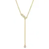 Created Forever 1/8ct Tw Lab-grown Diamond Lariat Necklace 18k Yellow Silver-17 In In Gold
