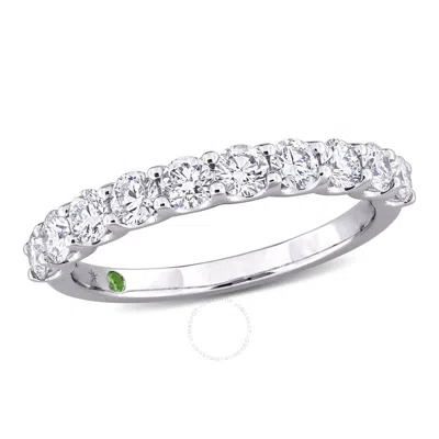 Created Forever 1ct Tdw Lab-created Diamond And Tsavorite Accent Anniversary Ring In 14k White Gold