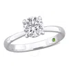 CREATED FOREVER CREATED FOREVER 1CT TDW LAB-CREATED DIAMOND AND TSAVORITE ACCENT ENGAGEMENT RING IN 14K WHITE GOLD