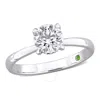 Created Forever 1ct Tdw Lab-created Diamond And Tsavorite Accent Engagement Ring In 14k White Gold In White