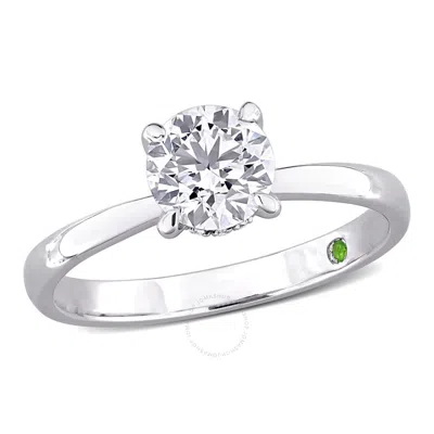 Created Forever 1ct Tdw Lab-created Diamond And Tsavorite Accent Engagement Ring In 14k White Gold In Metallic