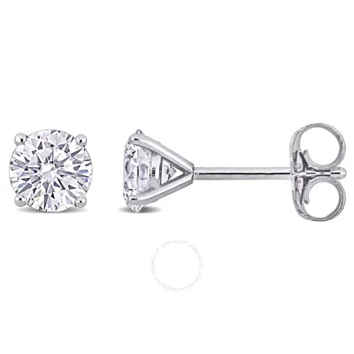 Created Forever 1ct Tdw Lab-created Diamond Solitaire Stud Earrings In 14k White Gold In Metallic