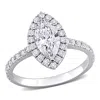 Created Forever 1ct Tdw Marquise Lab-created Diamond Halo Engagement Ring In 14k White Gold In Silver