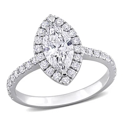 Created Forever 1ct Tdw Marquise Lab-created Diamond Halo Engagement Ring In 14k White Gold In Metallic