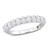 Created Forever 1ct Tdw Oval Lab-created Diamond And Tsavorite Accent Semi-eternity In 14k White Gol In White