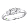CREATED FOREVER CREATED FOREVER 1CT TDW PRINCESS-CUT LAB-CREATED DIAMOND AND TSAVORITE ACCENT THREE-STONE RING IN 14