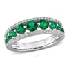 Created Forever 1ct Tgw Created Emerald And 1/3ct Tw Lab-grown Diamond Graduated Ring In 14k White G