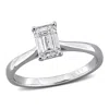 Created Forever 1ct Tgw Emerald And Round-cut Lab Grown Diamond Engagement Ring In Sterling Silver In White
