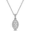 Created Forever 1ct Tgw Marquise And Round-cut Lab Grown Diamond Halo Pendant With Chain In Sterling In Metallic