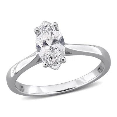 Created Forever 1ct Tgw Marquise And Round-cut Lab Grown Diamond Engagement Ring In Sterling Silver In ["white"]