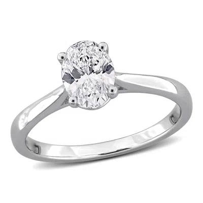 Created Forever 1ct Tgw Oval And Round-cut Lab Grown Diamond Engagement Ring In Sterling Silver In ["white"]