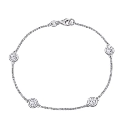 Created Forever 1 Ct Tw Lab-grown Diamond 4-stone Station Bracelet In 14k White Gold - 7.25 In