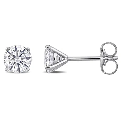 Created Forever 1ct Tw Lab-grown Diamond Martini Style Solitaire Stud Earrings In 14k White Gold In Silver