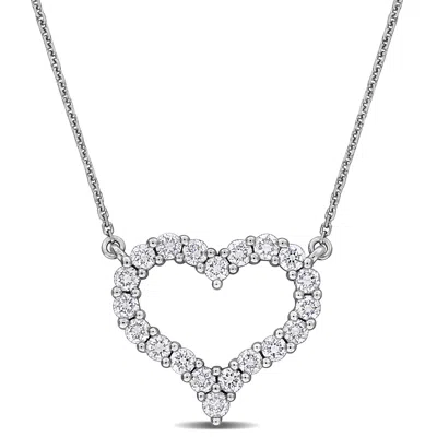 Created Forever 1ct Tw Lab-grown Diamond Open Heart Necklace 14k White Gold-17 In