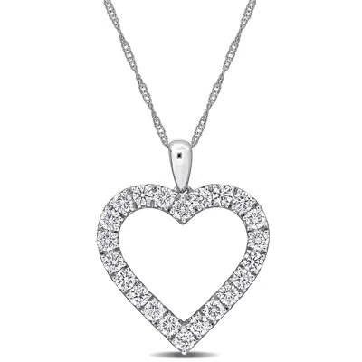 Created Forever 1ct Tw Lab-grown Diamond Open Heart Necklace 14k White Gold-17 In