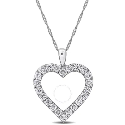 CREATED FOREVER CREATED FOREVER 1CT TW LAB-GROWN DIAMOND OPEN HEART PENDANT WITH CHAIN IN 14K WHITE GOLD - 17 IN