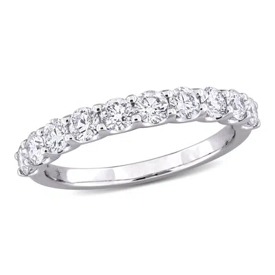 Created Forever 1ct Tw Lab-grown Diamond Semi-eternity Anniversary Band In 14k White Gold In Silver