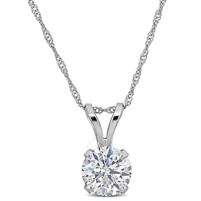 Created Forever 1ct Tw Lab-grown Diamond Solitaire Pendant With Chain In 14k White Gold - 17 In